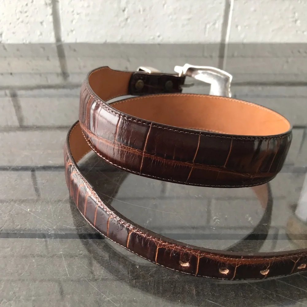 Onyx Men’s Brown Crocodile Western Belt Size 28